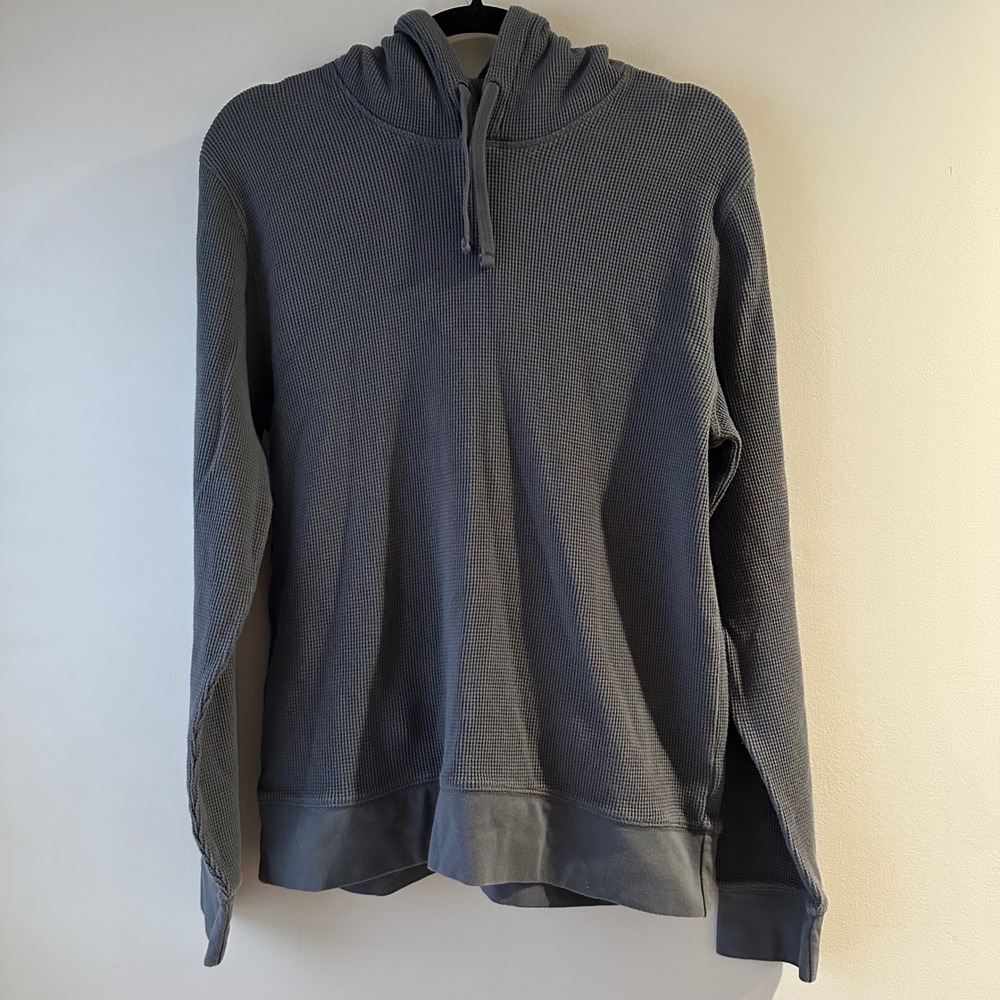 Everlane Mens Organic Cotton Waffle Knit Hoodie Charcoal‎ Grey Medium